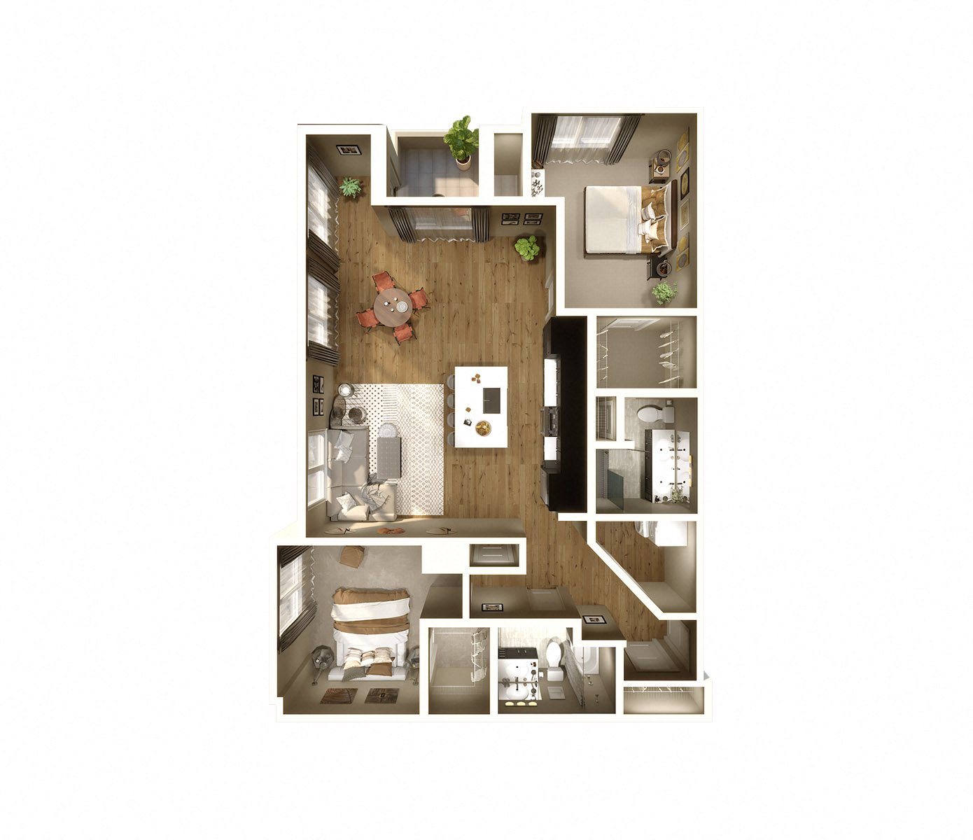 Floor plan for 2 beds, 2 baths, 1450 sqft